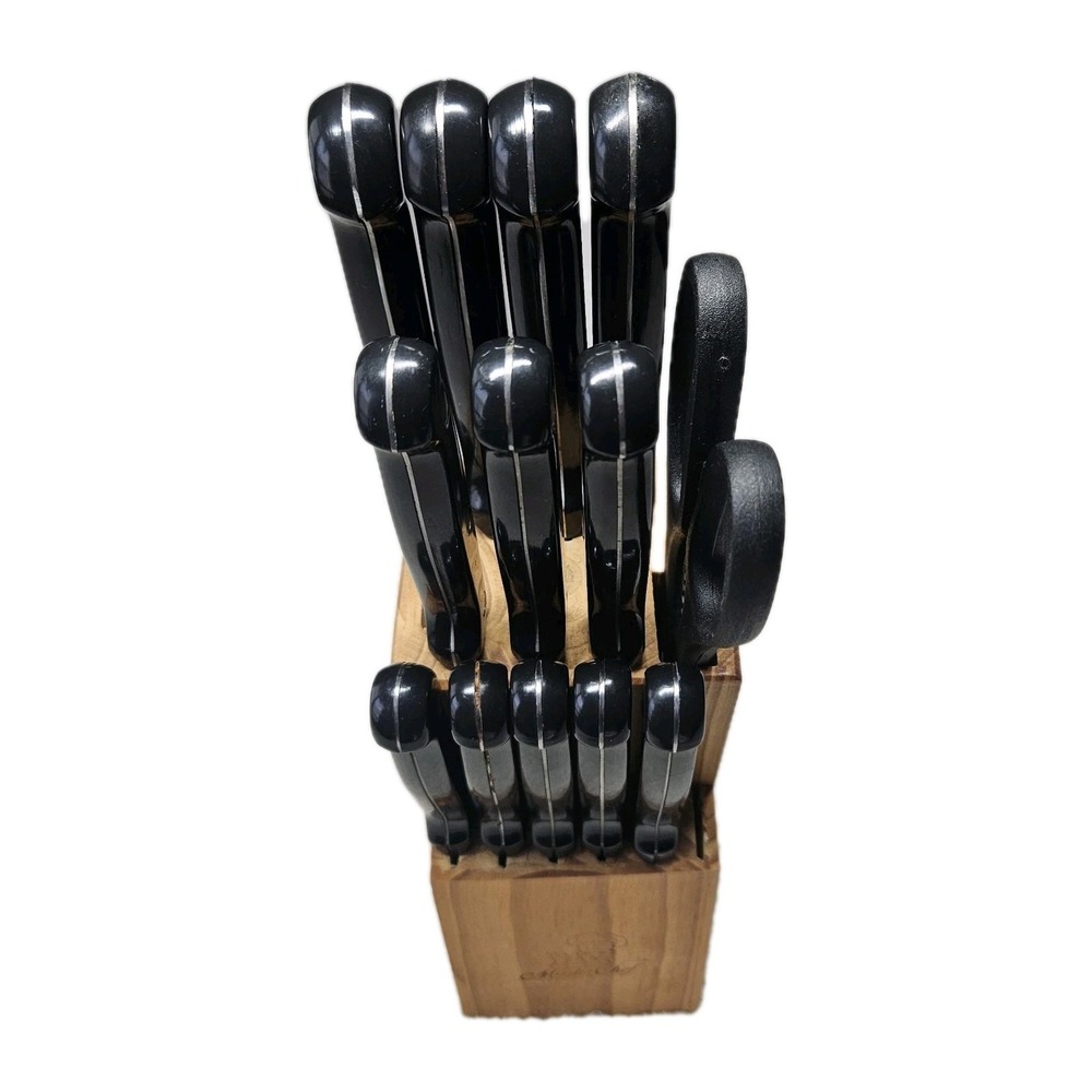 Master Chef Duracut 12 Pc Knife Block Set Santoku Stainless Steel Cooking Sharp
